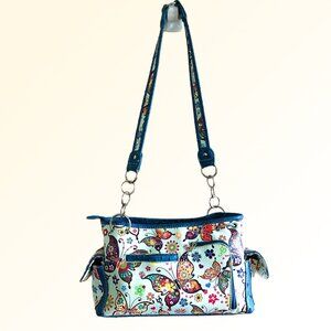 Cowgirl Trendy Butterfly boho western Faux Ostrich Shoulder Bag